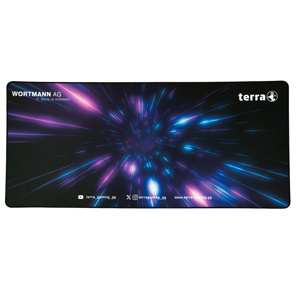 TERRA Mousepad XXL PURE Gaming black/purple schwarze Umkettelung; 900 x 400 x 3 mm